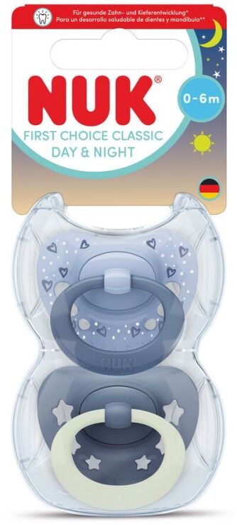 Nuk Πιπίλα Σ Μ1 Classic Day & Night Με Θήκη 2Τμχ Μπλε (10175396) (0)