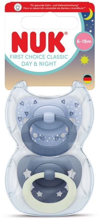 Nuk Πιπίλα Σ M2 Classic Day & Night Με Θήκη 2Τμχ Μπλε (10176383) (0)