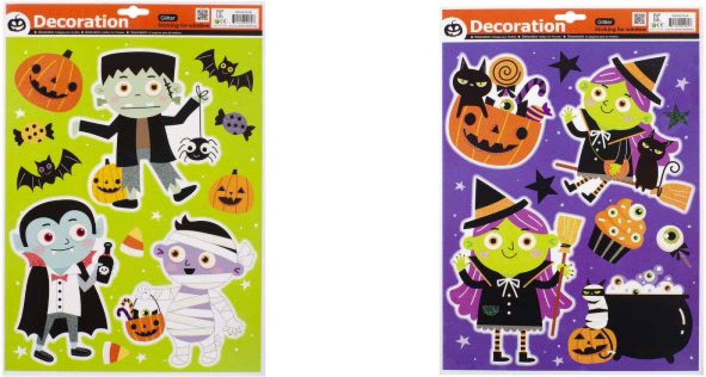 Αυτοκόλλητα Halloween Παραθύρου Glitter 41Χ29cm-2 Σχέδια-1Τμχ (5903) (0)