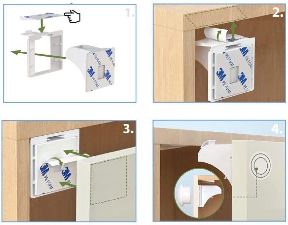 Sipo  Μαγνητική Ασφάλεια Συρταριών/Ντουλαπιών 4Τμχ (SIP-SBS-M4) (1)