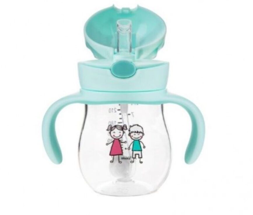 Akuku Εκπαιδευτικό Ποτηράκι Με Καλαμάκι & Βαρίδι 250ml 9M+ Μέντα (A0033) (1)