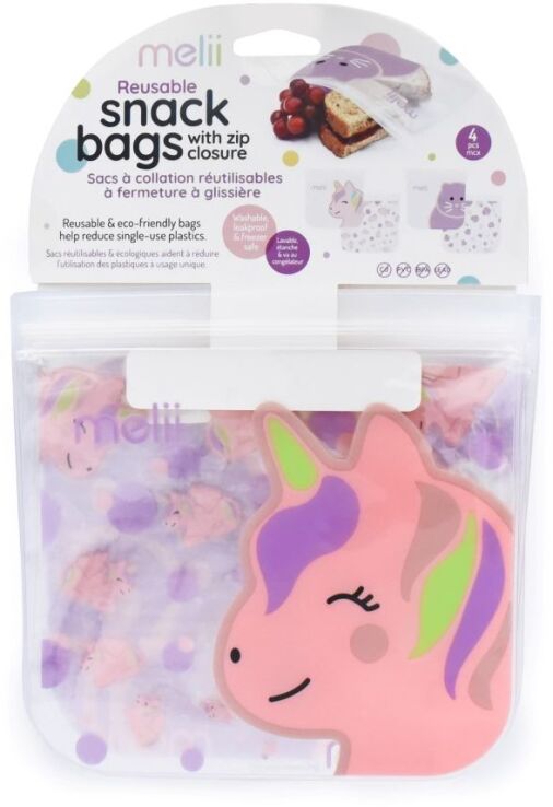 Melii Επαναχρησιμοποιούμενα Τσαντάκια Για Σνακ Cat & Unicorn 4Τμχ (MEL21200) (0)