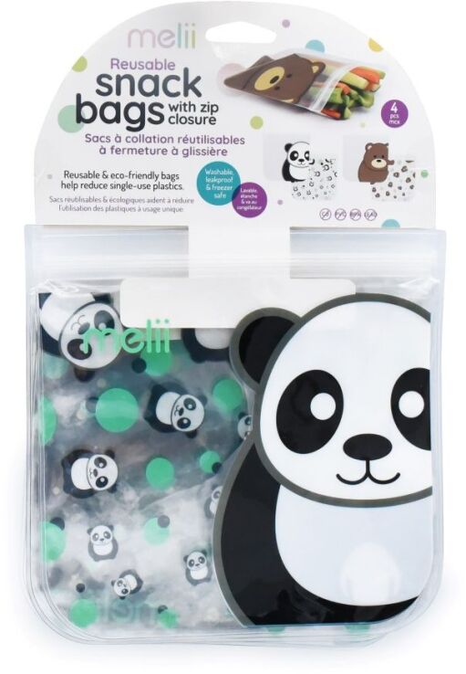 Melii Επαναχρησιμοποιούμενα Τσαντάκια Για Σνακ Panda & Bear 4Τμχ (MEL21220) (0)