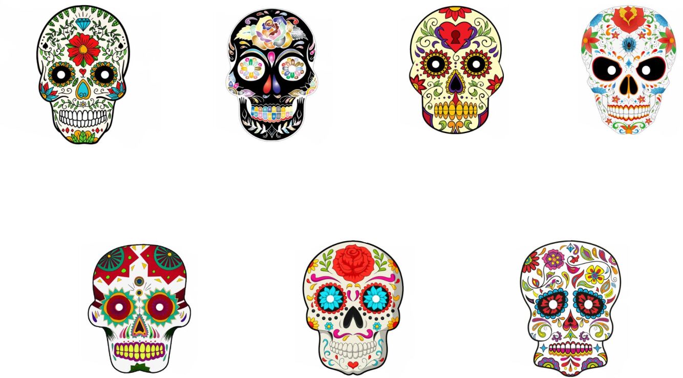 Μάσκα Νεκροκεφαλή Dia De Los Muertos-7 Σχέδια-1 Τμχ (Α1124) (0)