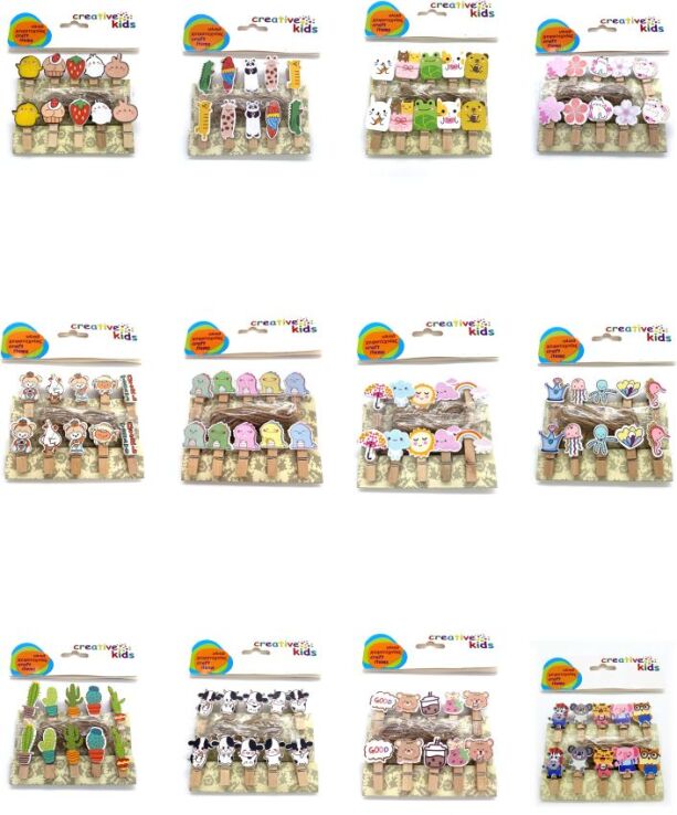 Μανταλάκια Ξύλινα Fancy-12 Σχέδια-1Τμχ (Σ2559) (0)