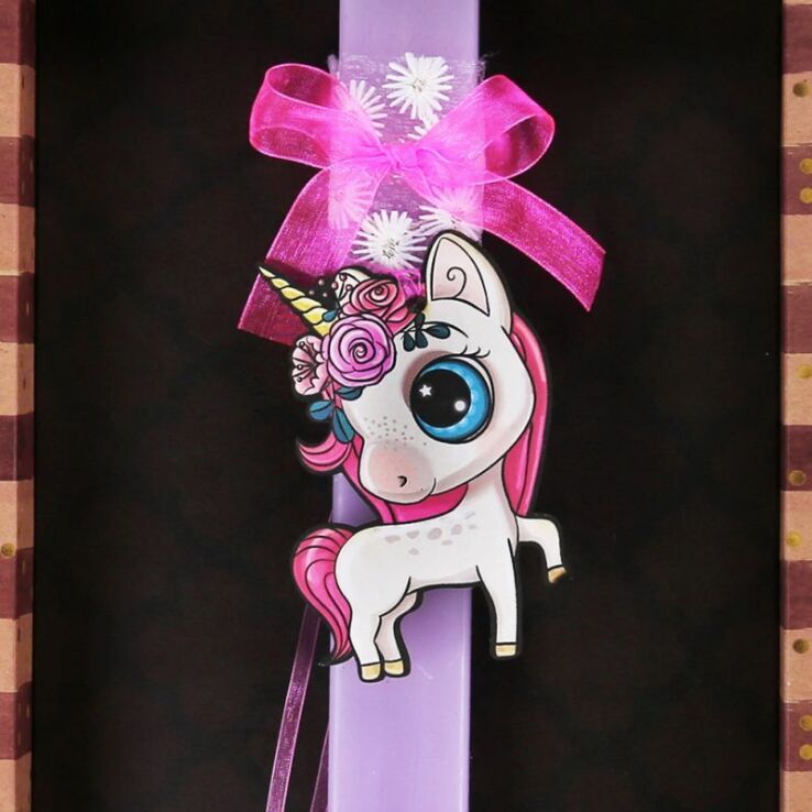 Λαμπάδα Μονόκερος Με Λουλούδια (LA25036P) (2)