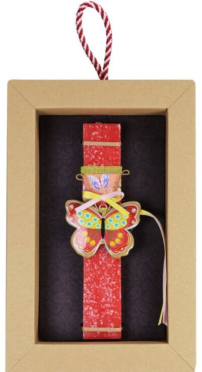 Λαμπάδα Πεταλούδα Φλοράλ-Κόκκινο (LA26005C) (1)