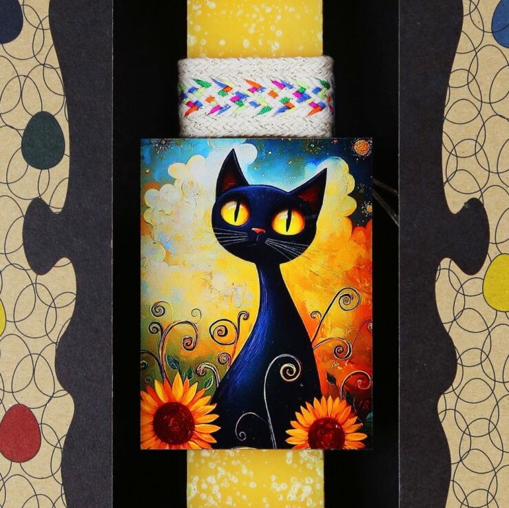 Λαμπάδα Μαγνητάκι Pet Γάτα Με Ηλιοτρόπια (LA26031D) (1)