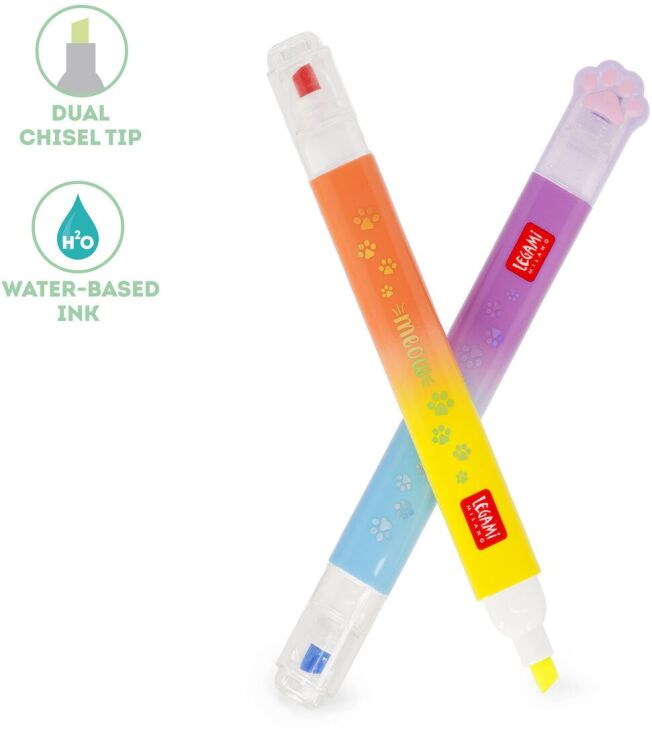 Legami 6 Dual-Tip Highlighters-Meow-Kitty (MHL0002) (3)