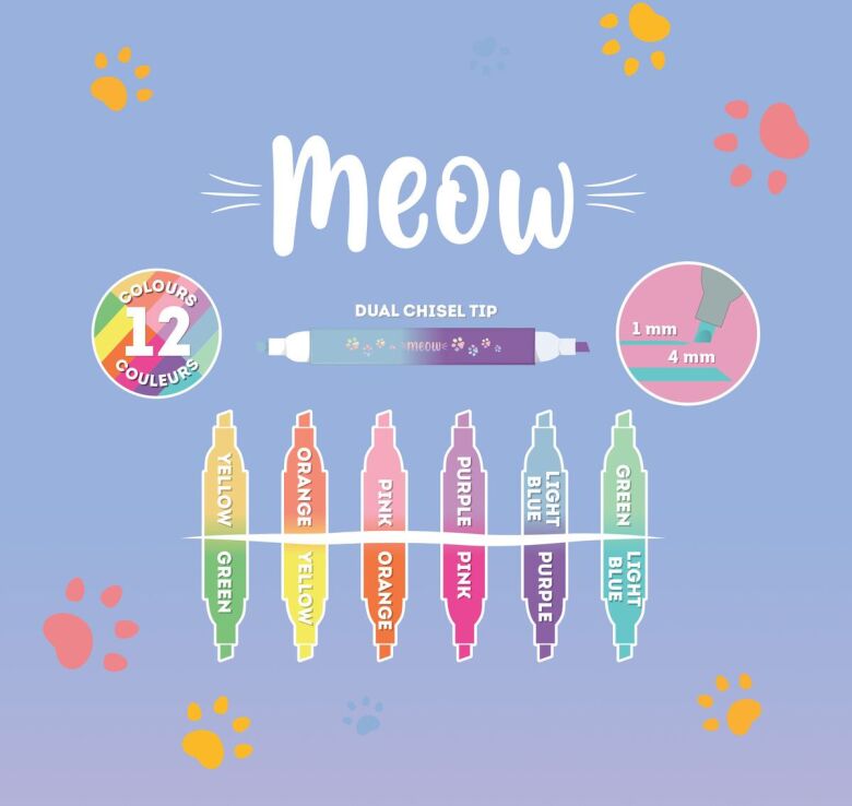 Legami 6 Dual-Tip Highlighters-Meow-Kitty (MHL0002) (5)