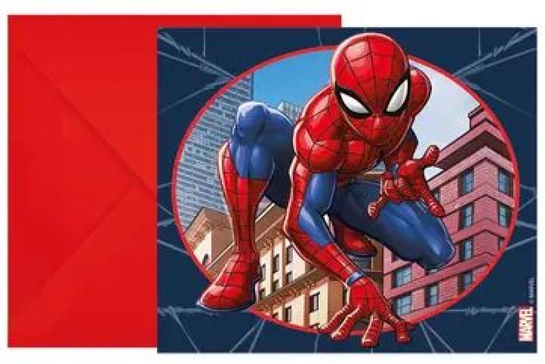 Προσκλήσεις Με Κοπτικό & Φάκελα Spiderman Crime Fighter 6Τμχ (093951) (0)