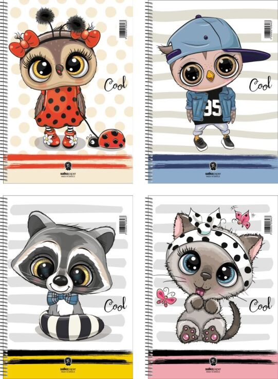 Salko Τετράδιο Cool Σπιράλ 17X25 2 Θεμάτων 120 Σελίδων-4 Σχέδια-1Τμχ (5842) (0)