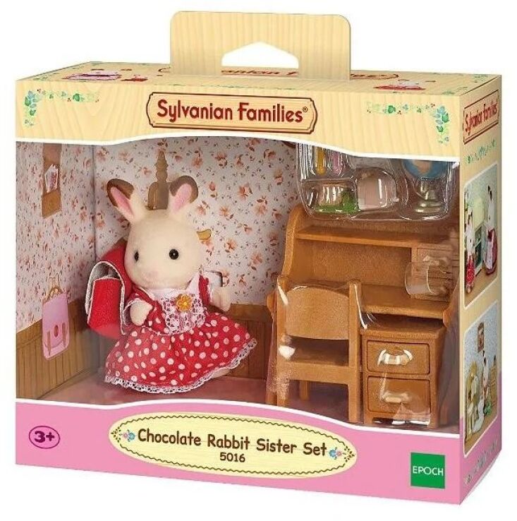 Sylvanian Families Chocolate Rabbit Αδερφή & Σετ Γραφείου (5016) (1)