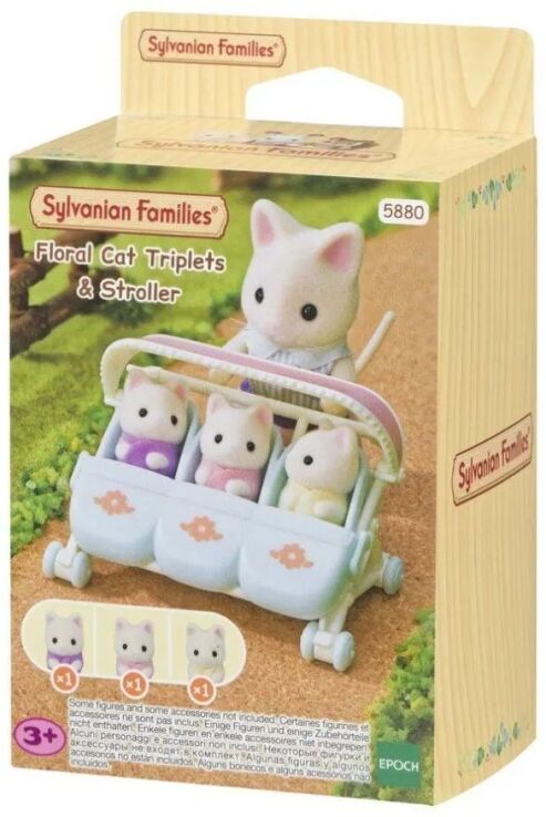 Sylvanian Families Floral Cat Τρίδυμα & Καρότσι (5880) (1)