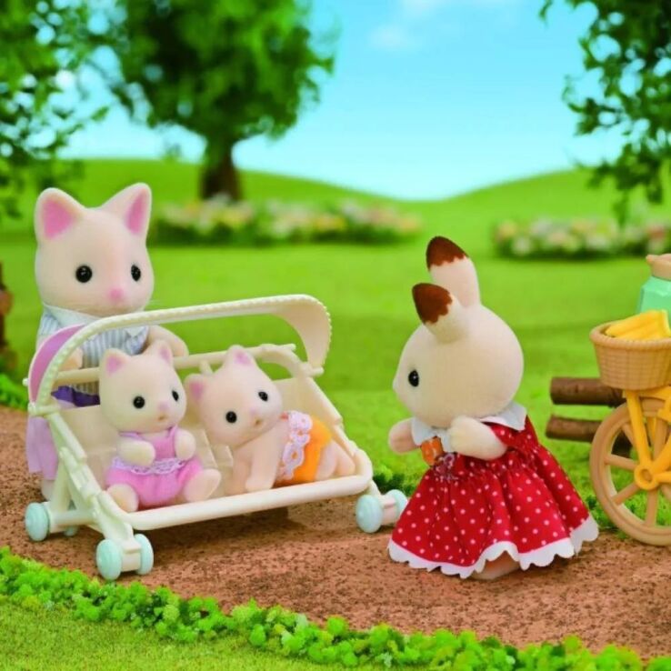 Sylvanian Families Floral Cat Τρίδυμα & Καρότσι (5880) (2)