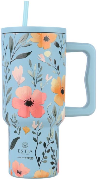 Estia Straw Tumbler XL Save The Aegean 900ml Sky Garden (01-32036) (0)