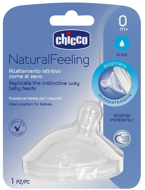 Chicco Θηλή Σιλικόνης Natural Feeling Κανονική Ροή 0+ Μηνών (B50-81011-10) (0)