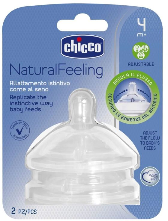Chicco Θηλή Σιλικόνη Natural Feeling Ρυθμιζόμενη Ροή 4+Μηνών 2Τμχ (B50-81035-20) (0)