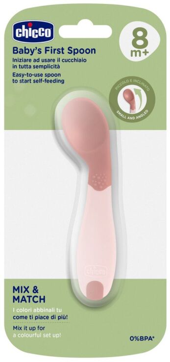Chicco Κουτάλι Σιλικόνης Αρχής 8+Μηνών Natural Ροζ (F01-16100-15) (1)