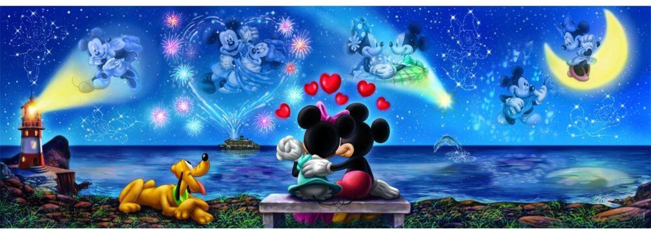 Clementoni Παζλ 1000 H.Q.Panorama-Mickey & Minnie (1220-39503) (1)