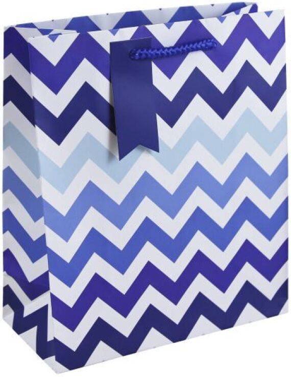 Eurowrap Χάρτινη Τσάντα Μπλε Ζικ-Ζακ Large (34927-2C) (0)