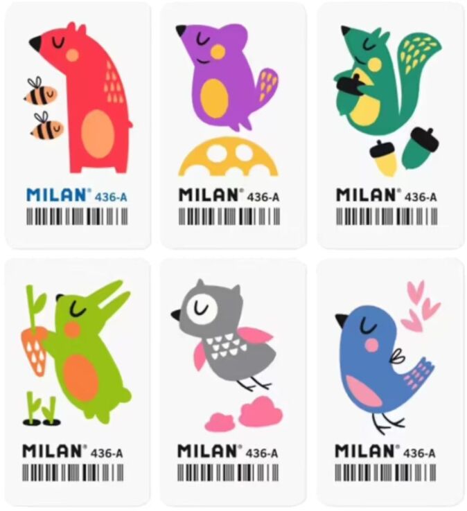 Milan Γόμα Λευκή Ζωάκια-6 Σχέδια-1Τμχ (CNM436A) (0)